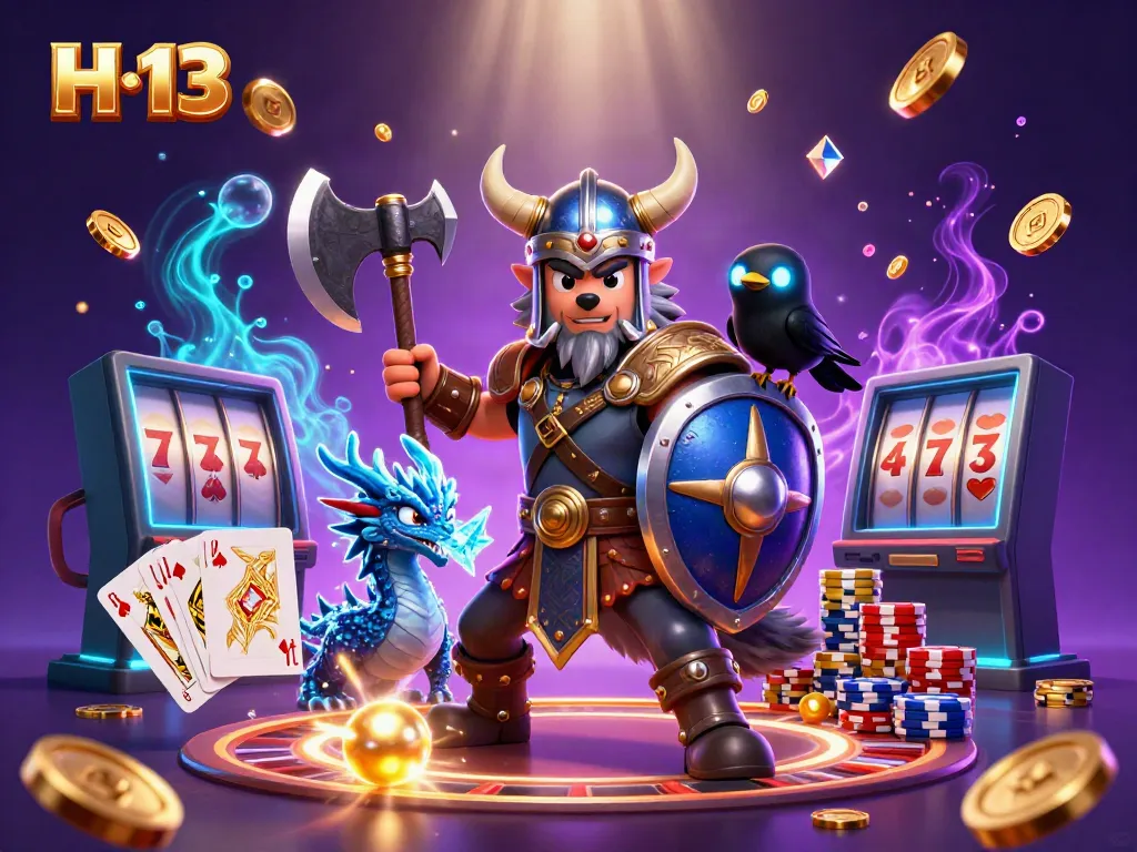 Experience thrilling gameplay with H 13 as Viking warrior, ice-breathing dragon, and striking casino elements unleash excitement!