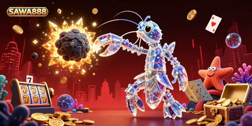 Engage in the thrilling universe of SAWA888 with galactic samurai mantis shrimp and explosive treasures.