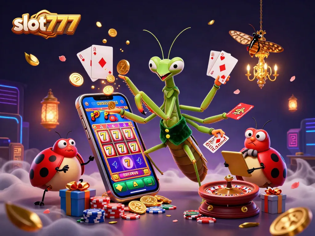 Experience the excitement of slot777 with a fun 3D casino scene featuring engaging characters and slot game action.
